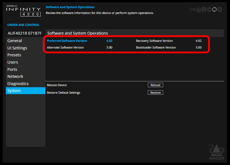 ALIF4000 FirmwareVersion