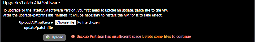 AIM Upgrade   Not Enough Space