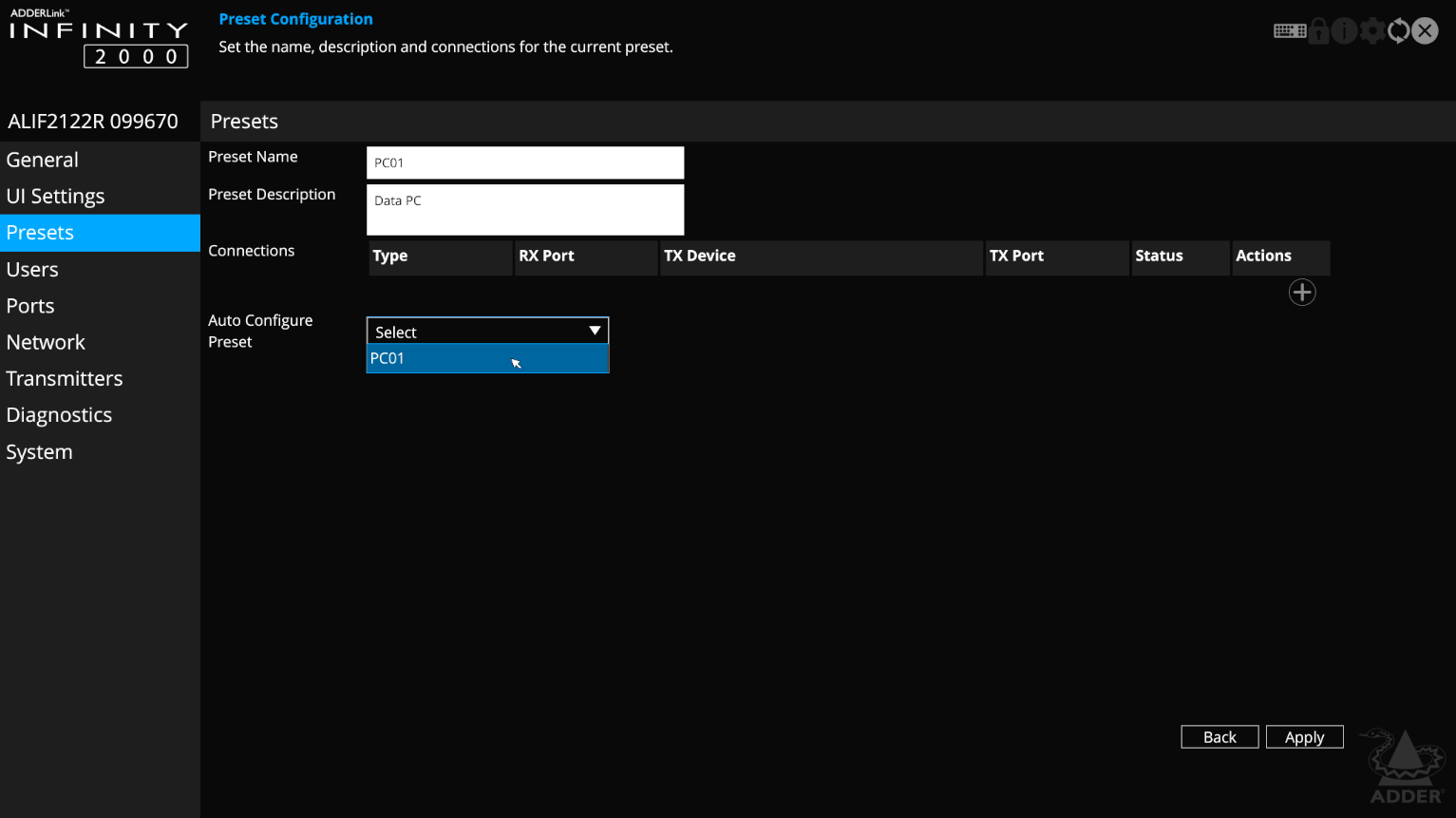 Select Preset
