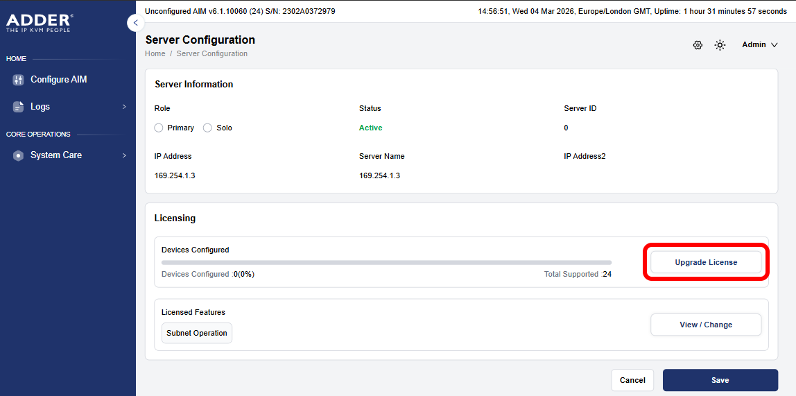 GlobalConfiguration UpgradeLicense4
