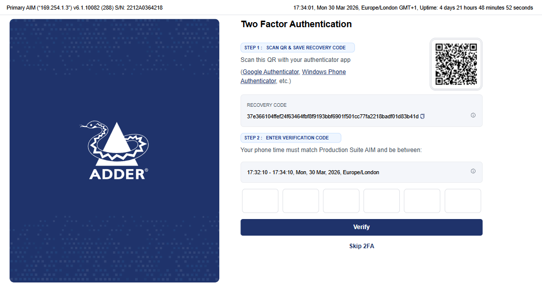 AdminUser2FASetup