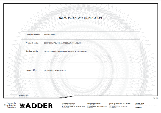 Infinity LicenceCertificate