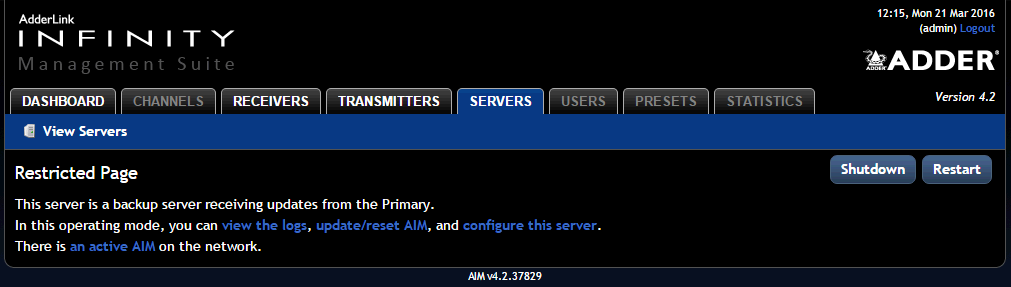 Infinity Receiving Updates From Server