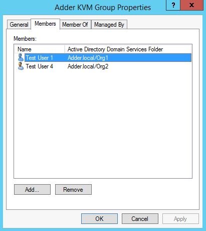 KVM Group Properties