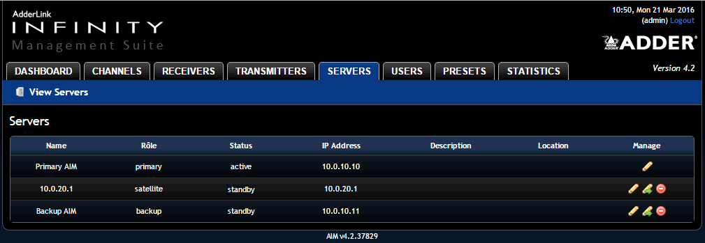 Infinity Server Configuration Page2